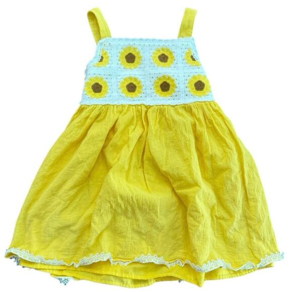 Haute Hippie Other - Haute Hippie Kid's Yellow & White Sunflower Crochet Mini Dress Size 6